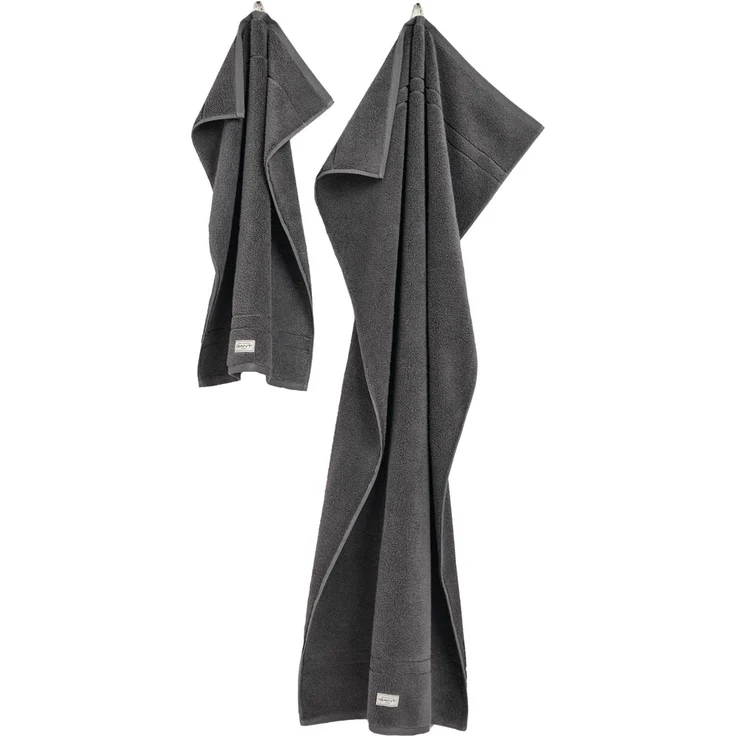 GANT Handtuch/Duschtuch-Set, 4-teilig - PREMIUM TOWEL, Frottee, 50x70 und 70x140 Dunkelgrau Set – Bild 2