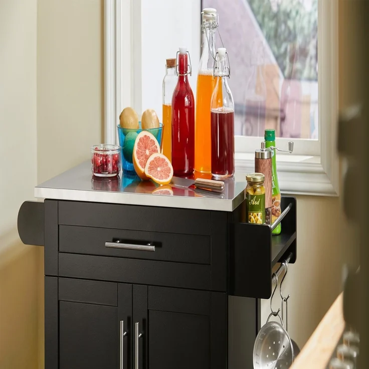 SoBuy FKW110-SCH Küchenwagen, MDF, Lackiert, Schwarz, 80 x 90 x 46 cm – Bild 6