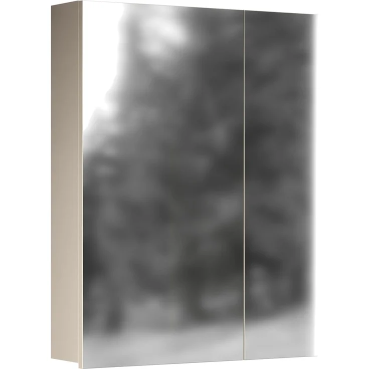 Trendteam Universal Spiegelschrank Kashmir (Beige) 60 x 77 x 17 cm Badspiegel mit 2 Türen und 2 Einlegeböden, Türen wechselseitig montierbar