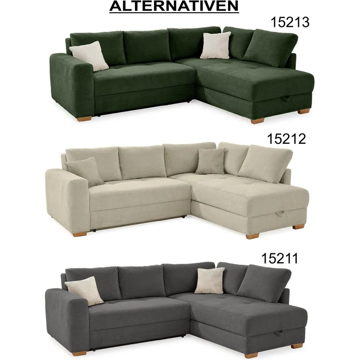 Ecksofa-Dauerschläfer Boxspring Federkerncouch Topper Stauraum Cord Grau Anthr. – Bild 10