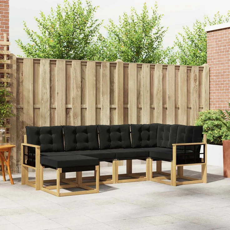vidaXL Outdoor-Sofagarnitur 6 stk. 6-Sitzer Weiß und Schwarz 3389650 – Bild 1