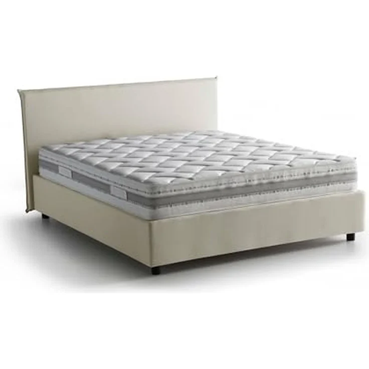 Talamo Italia - Doppelbett Bernadette, Stoffbett mit Stauraum, Frontöffnung, inklusive Matratze 140x200 cm, 100 % Made in Italy, Beige – Bild 3