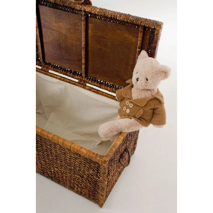 VIVANNO Wäschetruhe Wasserhyazinthe LEA Rechteckig, Braun Geflochten 84x45x45 cm – Bild 3
