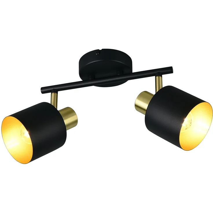 Retro Deckenstrahler EVA 2-flammig aus Metall Schwarz Gold, Breite 36,5cm – Bild 2
