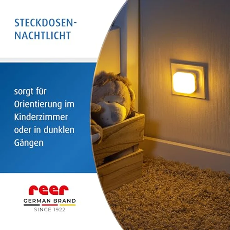 Reer SleepLight 2in1 Steckdosen-Nachtlicht mit Dämmerungssensor, energiesparende LED-Technologie, akkubetrieben, Eukalyptus – Bild 5