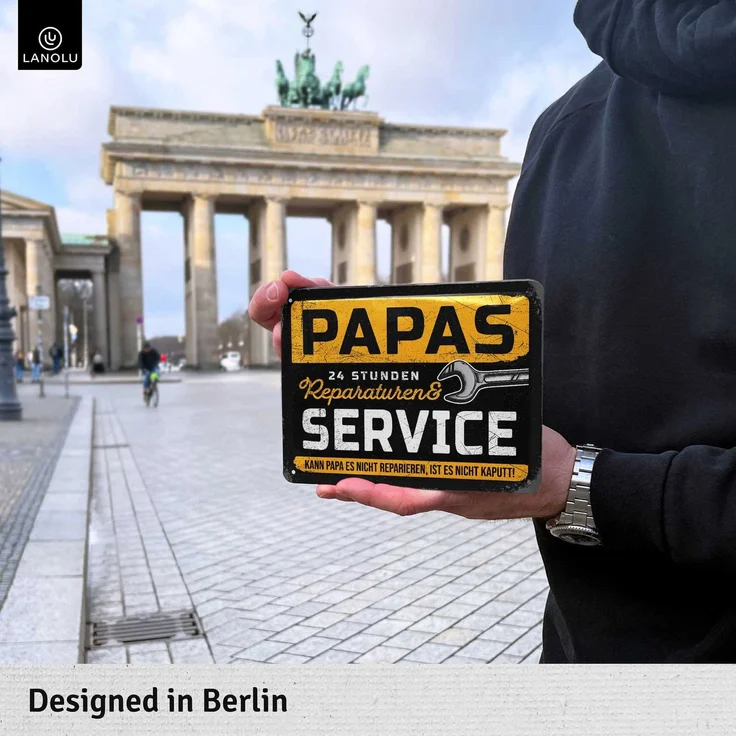 LANOLU Blechschild Papas Service & Reperatur - 15x20cm – Metall – Mehrfarbig – 15172 – Bild 2