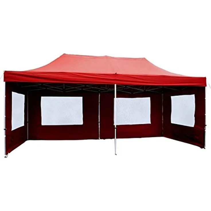 Nexos SM936271 Profi Faltpavillon Partyzelt Pavillon Seitenteilen-hochwertige Ausführung-wasserdichtes Dach mit PVC-coating-270 g m² -Farbe, Rot, 3x6 m Faltpavillon