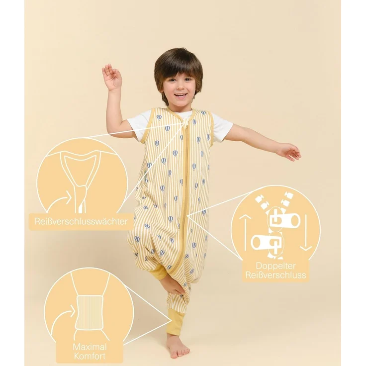 molis&co - Baby Schlafsack mit Füßen 0.5 TOG - Sommerschlafsack für Jungen - Kinder Babyschlafsack mit Beinen - 100% Baumwolle (Oeko-TEX 100), Premium Qualität - Balloons (70 cm) – Bild 3