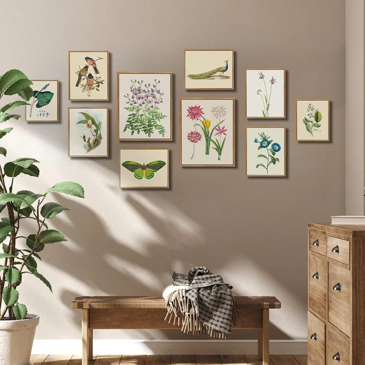 Vintage Botanische Leinwandbilder mit Holzrahmen 20x25cm Wohnzimmer Büro Deko – Bild 5