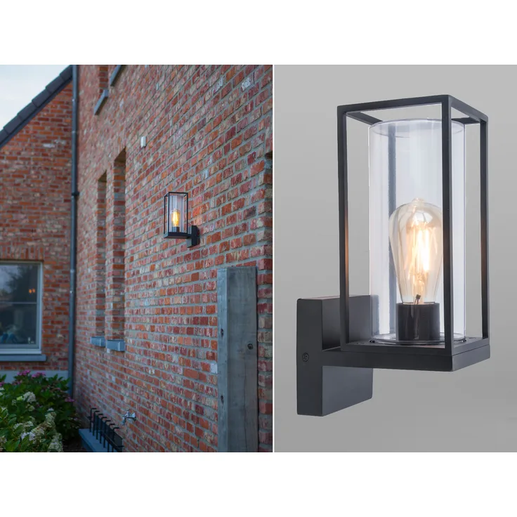 Lutec Außenwandleuchte Flair E27 schwarz rechteckig