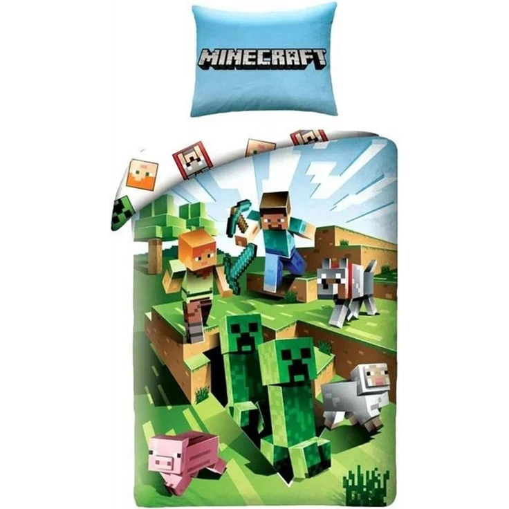 Minecraft Wendebettwäsche Kinderbettwäsche MNC129 140x200 cm + 70x90 cm – Bild 4