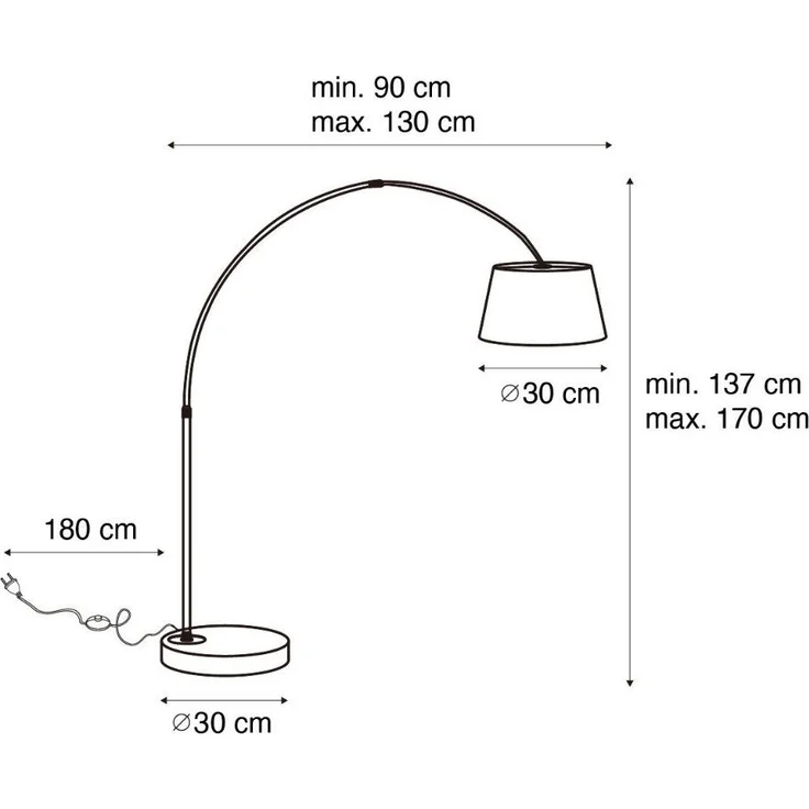 Qazqa Stehlampe Arc, ohne Leuchtmittel, E27, Weiß, Modern, Stahl, 1-flammig – Bild 2