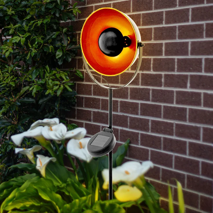 2er Set LED Solarleuchte, Erdspieß, Stahl, schwarz-orange, Höhe 61 cm – Bild 9
