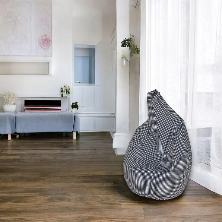 Dmora Sitzsack mit "Pied de poule" Muster, schwarz-weiß, Maße 80 x 120 x 80 cm