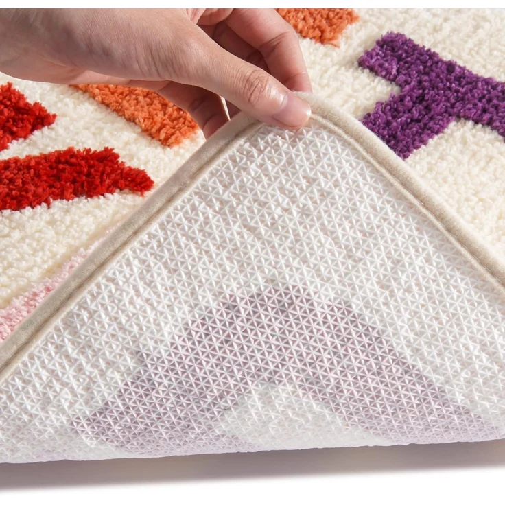 ABC Beigefarbener Badteppich, farbenfrohe Badematte, rutschfest, waschbar, schöne Badematte, weiche Mikrofaser-Duschmatte, saugfähig, 50 x 80 cm – Bild 4