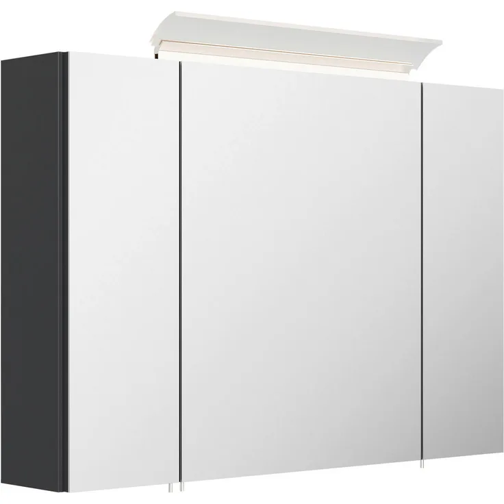 MID.YOU Spiegelschrank Graphit, 4 Fächer, 90x62x17 cm, hängend mit Soft-Close-System