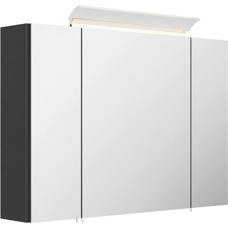 MID.YOU Spiegelschrank Graphit, 4 Fächer, 90x62x17 cm, hängend mit Soft-Close-System