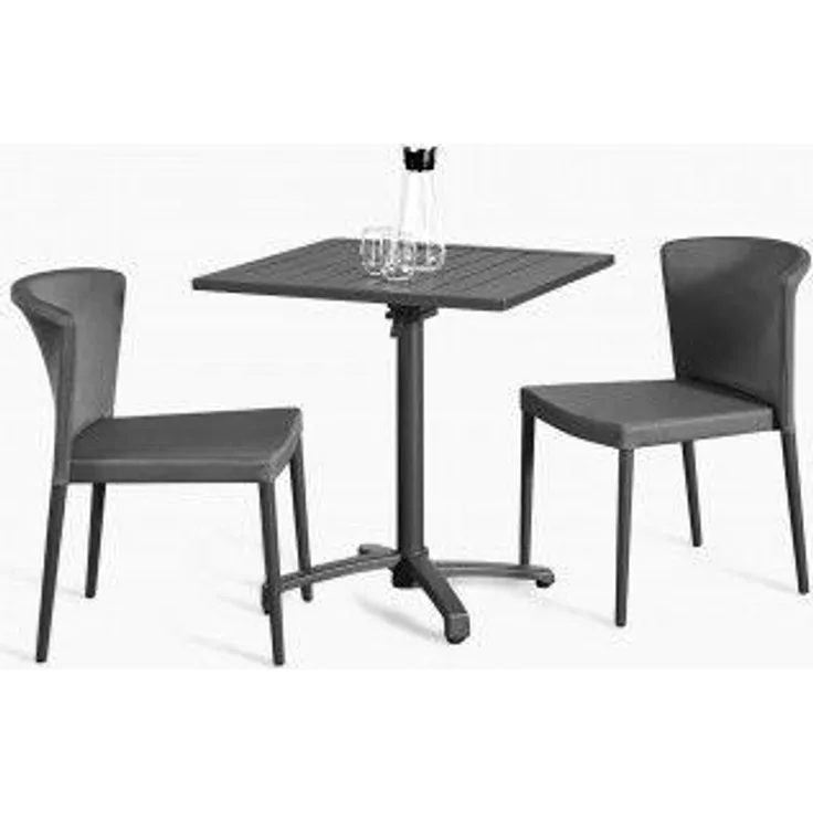 Grasekamp Balkonset Sol 3 teilig - 2x Stapelstuhl und Klapptisch aus Aluminium/Textilene