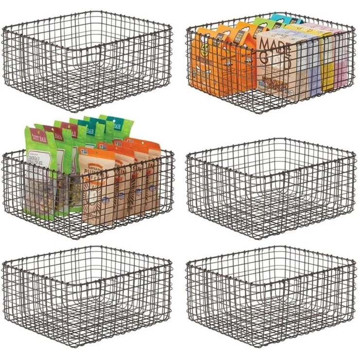 mDesign Allzweckkorb Aufbewahrung Drahtkorb Organizer 6er-Set Metall Bronze – Bild 9
