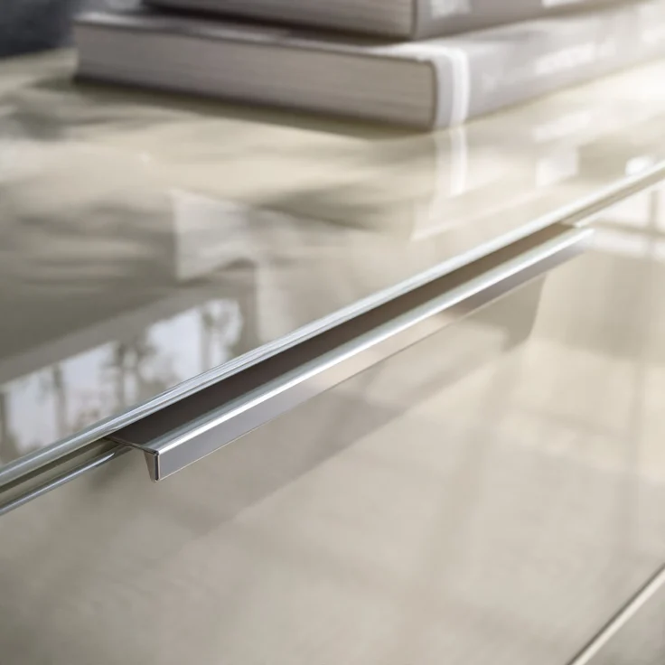 Lowboard >Santorin< Glasfronten, in Kaschmir - 180x55x40cm (BxHxT) – Bild 10