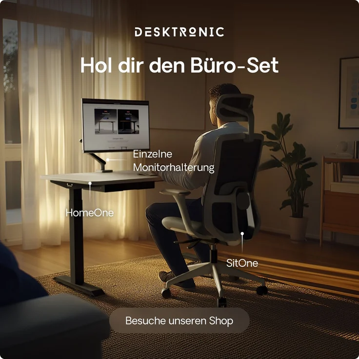 Desktronic HomeOne Elektrisch höhenverstellbarer Schreibtisch 160x80cm Schwarz/Weiß mit Memory-Funktion, Anti-Kollisions Technologie, USB-A und USB-C-Ladeanschlüssen – Bild 9