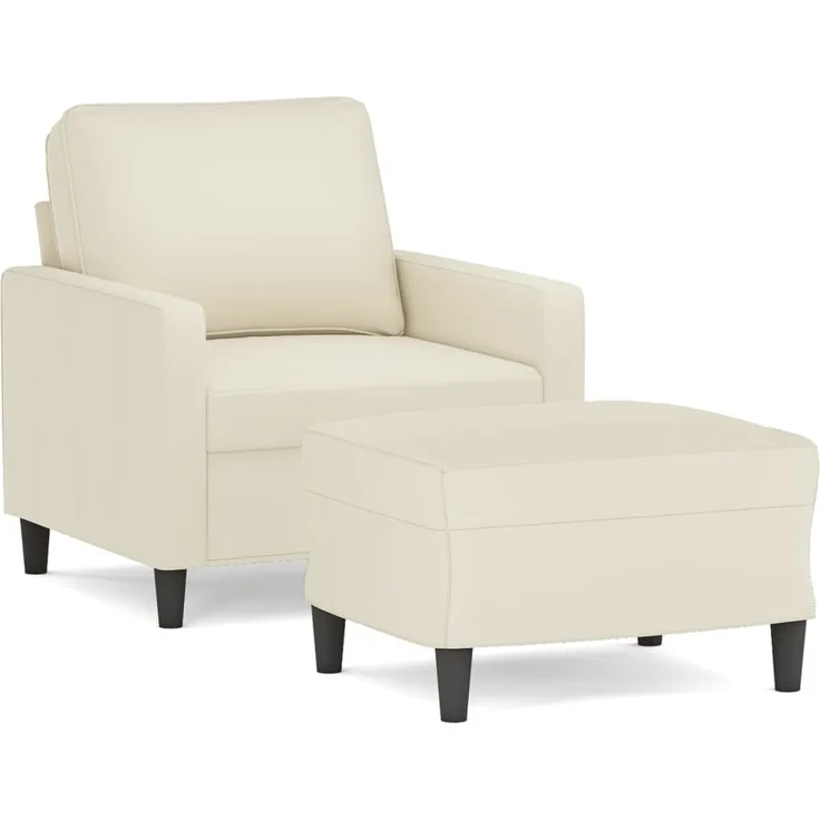 vidaXL Sessel mit Hocker Creme 60 cm Samt 3201053
