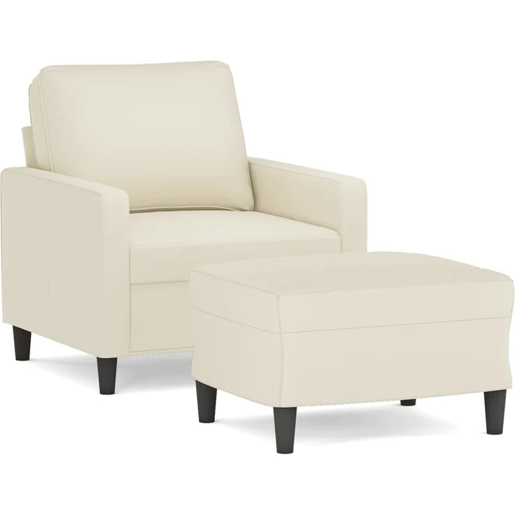 vidaXL Sessel mit Hocker Creme 60 cm Samt 3201053 – Bild 1
