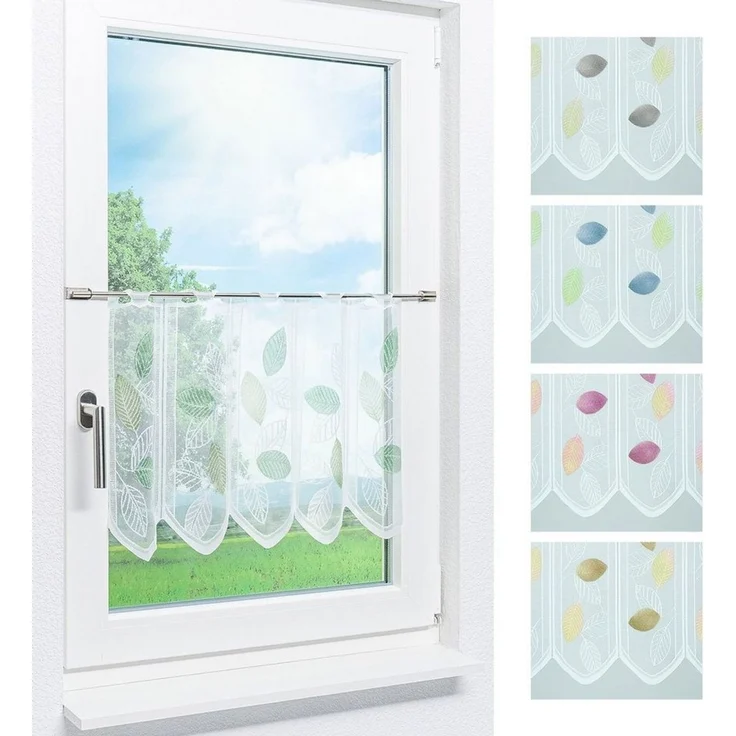 LYSEL® Scheibengardine Laubblätter (1 St), transparent, HxB 45x45cm – Bild 5