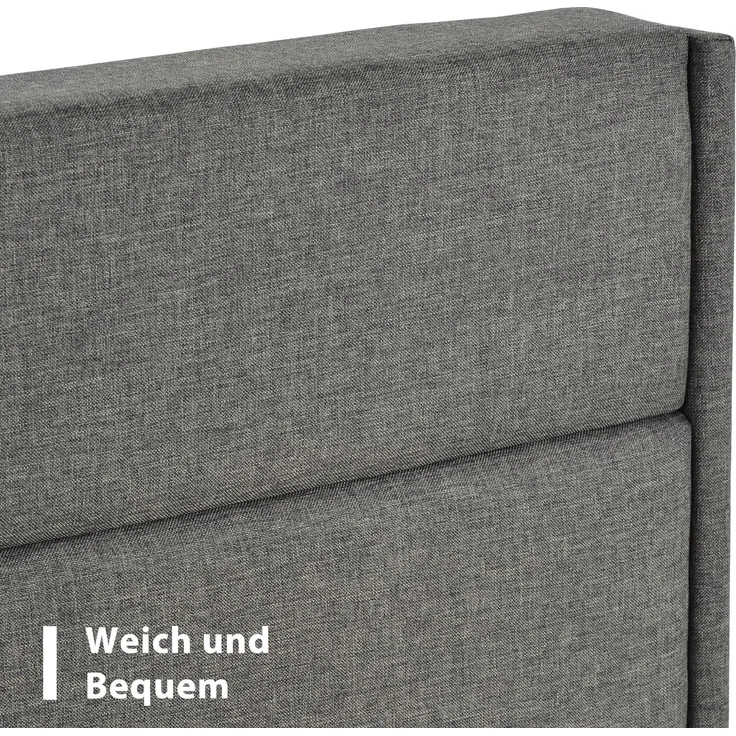 Polsterbett 90x200 cm mit Lattenrost und gepolstertem Kopfteil, Leinenbezug in Grau, zeitloses modernes Design, Jugendbett – Bild 6
