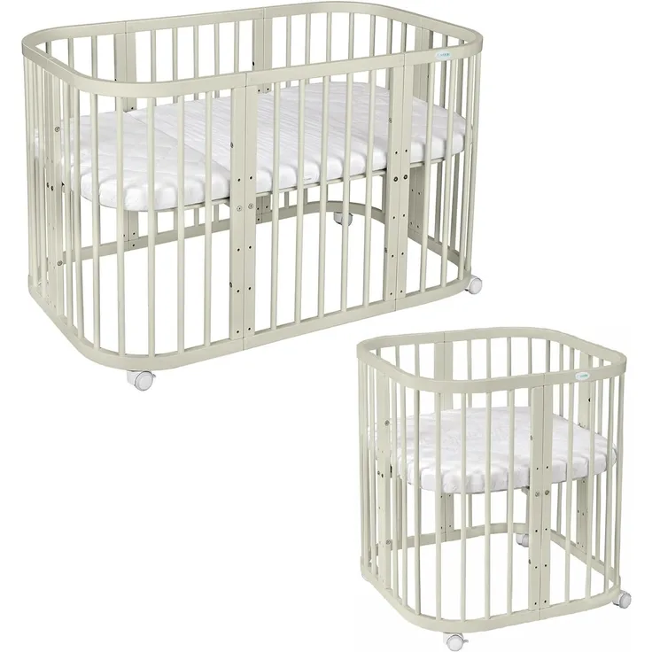 Waldin Kombibett - W2 7-in-1 - Olive Grün - Material: massiv Buchenholz - Babypark. de