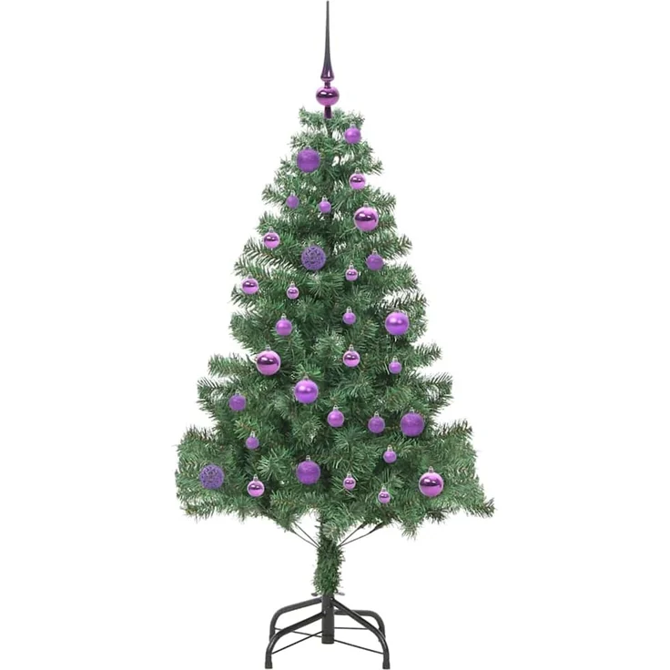 vidaXL Weihnachtsbaum mit LED-Beleuchtung Grün 150 cm PVC und Stahl 3396373 – Bild 4