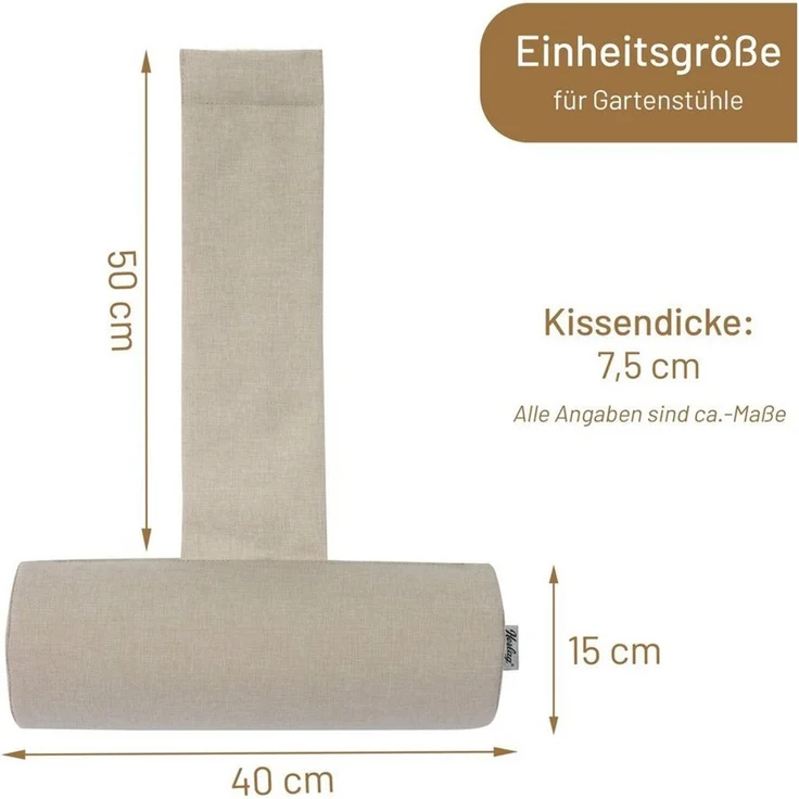Herlag Polsterauflage Kopfpolster Sunny für Gartenstuhl, wetterfest, UV-beständig, Anthrazit oder Natur, eckig oder rund – Bild 4