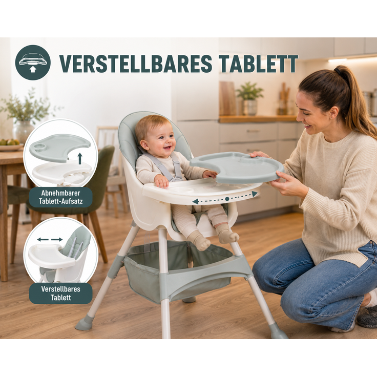 Baby Vivo 'Oscar' Design 2in1 Kinderhochstuhl türkis