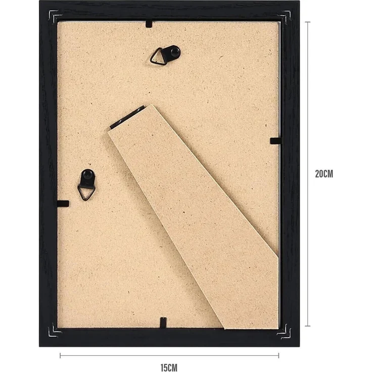 3er-Set Bilderrahmen 15x20cm Schwarz Holzrahmen mit Passepartouts – Bild 4