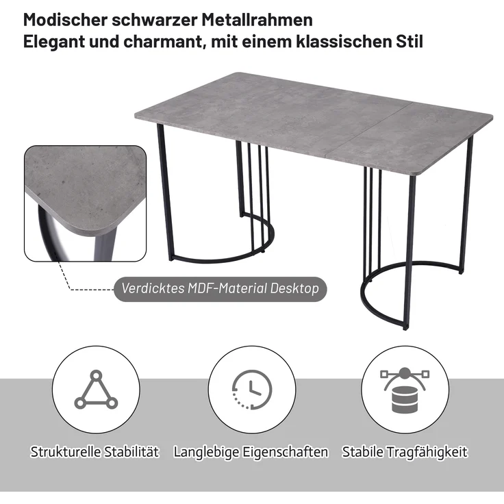 Essgruppe 5-tlg, Tisch marmorgrau/schwarz 140x80 cm, 4 Samtstühle beige – Bild 7
