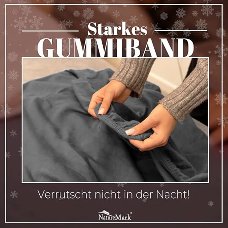 NatureMark Spannbettlaken Winter Thermo Fleece Spannbetttuch, 80% Baumwolle und 20% Polyester, Gummizug: rundum, (1 Stück), 120x200 cm - Anthrazit grau – Bild 6