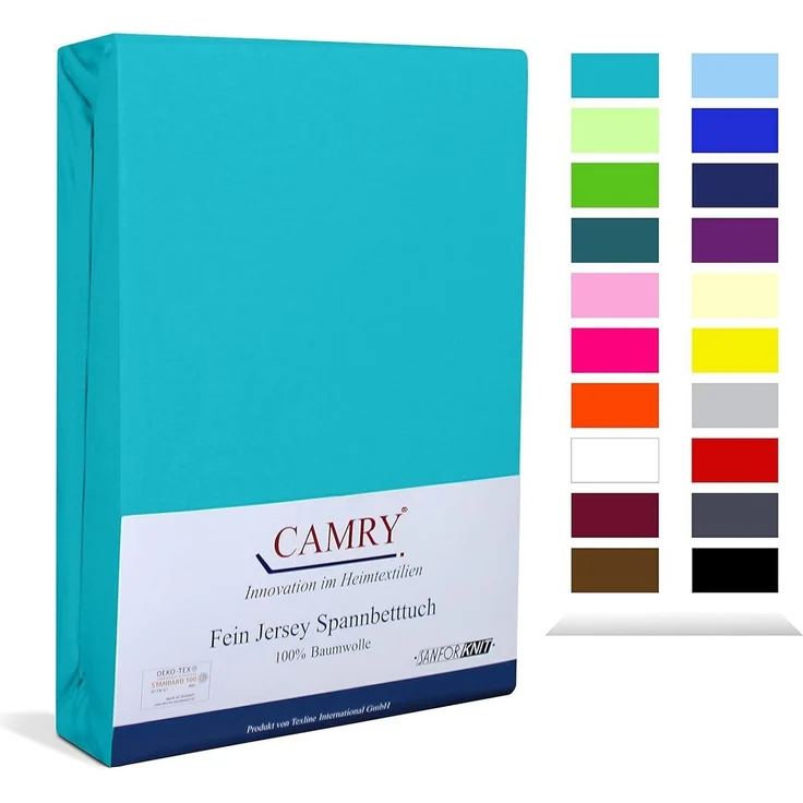 Camry Spannbettlaken CLASSIC Jersey 100% Baumwolle Spannbetttuch atmungsaktiv Gummizug, Jersey Baumwolle, Gummizug: rundum, 100% Baumwolle, alle Matratzenhöhen, atmungsaktiv, pflegeleicht – Bild 1