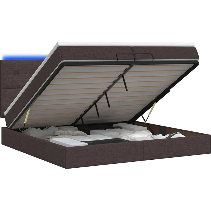 vidaXL Ottoman-Bett mit Matratze und LED Dunkelbraun 200 x 200 cm 3458100 – Bild 2