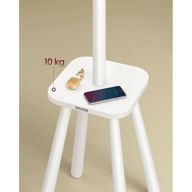 Vasagle Garderobenständer, Kleiderständer, mit 8 Haken und Ablagefläche, 170,5 cm hoch für Mäntel, Hüte, Taschen, Eingangsbereich, Flur, Schlafzimmer, wolkenweiß RCR033W01 – Bild 3