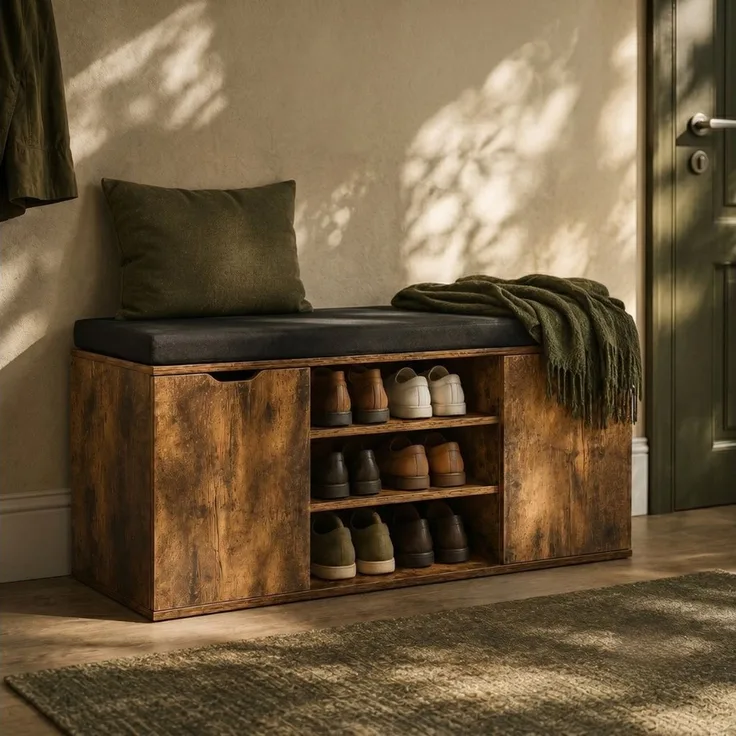BOXIMO Schuhschrank Schuhschrank mit Sitzfläche PORTA, 103 x 30 x 46 cm