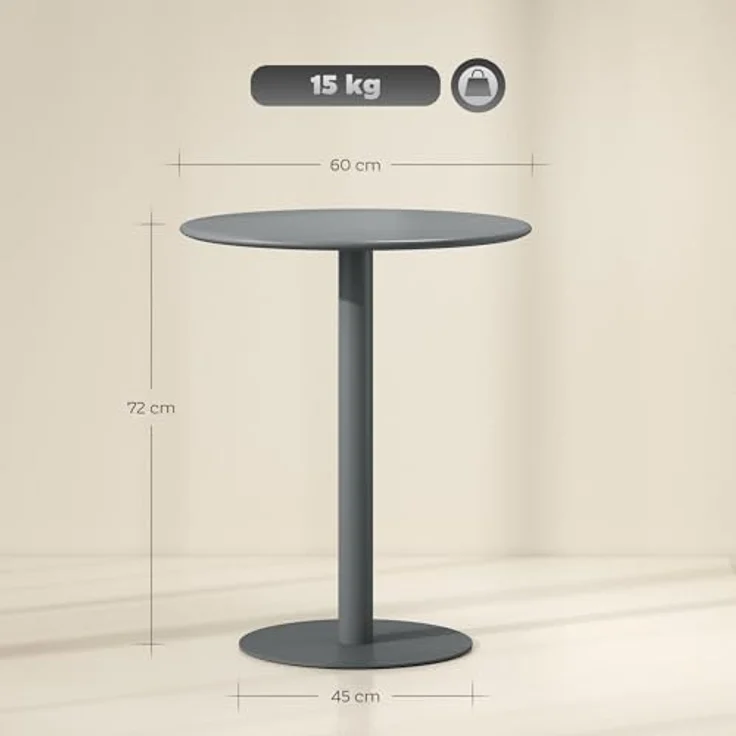 HOMCOM Esstisch moderner Tisch (Rund Küchentisch, 1-St, Esszimmertisch für 2 Personen), für Küche, Esszimmer Wohnzimmer Grau – Bild 3