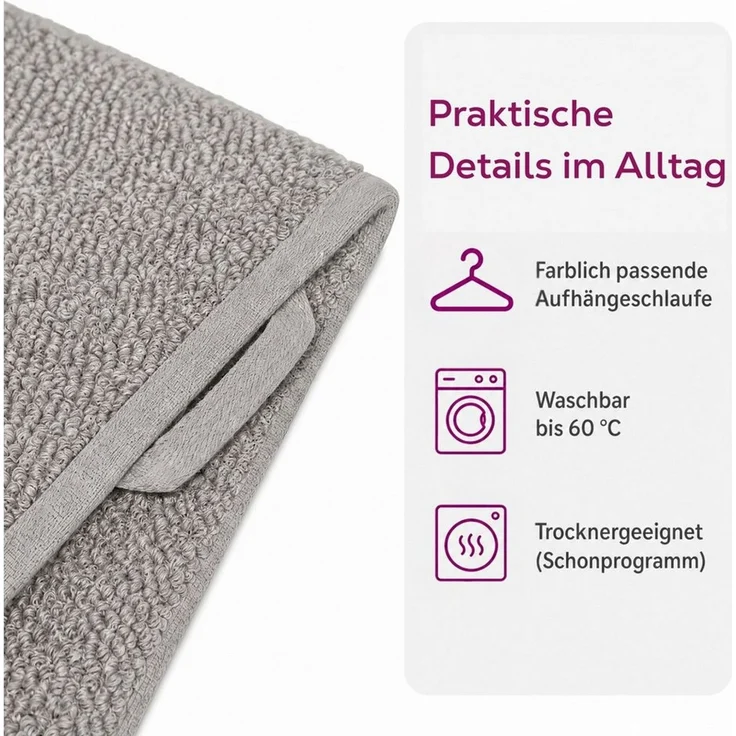 Beautex Handtuch Set, Premium Frottier Sets, 100% Baumwolle 550g/m², Multischlaufen-Optik, Frottier, saugstark, weich, flusenfrei, schnelltrocknend, schadstoffgeprüft – Bild 3