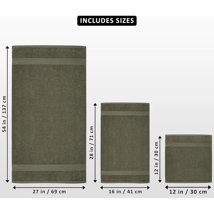 Utopia Towels 8-teiliges Premium-Handtuch-Set, 2 Badetücher, 2 Handtücher und 4 Waschlappen, 600 g/m², 100% ringgesponnene Baumwolle, Fitnessstudio, Hotel und Spa (Dusty Olive) – Bild 2