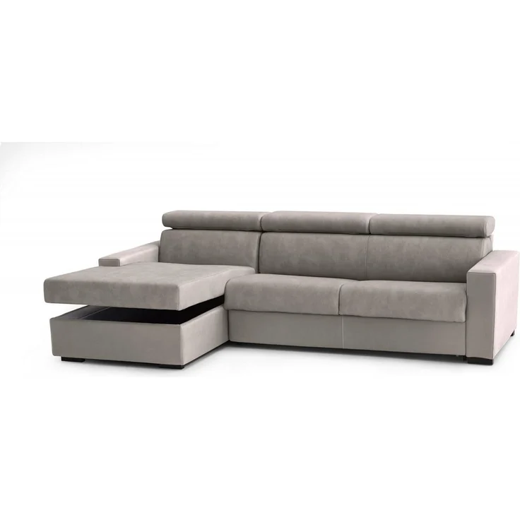 Talamo Italia - Schlafsofa mit Halbinsel Aleandra, Sofà mit Sinistra-Stauraum-Halbinsel, schmale Armlehnen, 100 % Made in Italy, 260 x 95 x 85 cm, Tortora – Bild 8