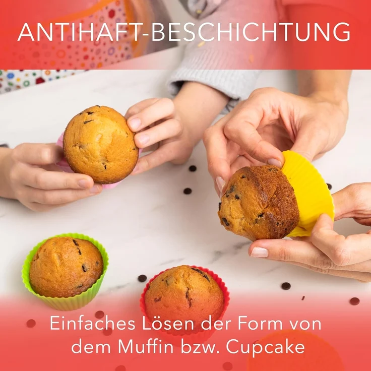 AVANA Muffinform Wiederverwendbare Muffinformen aus Silikon Cupcake Muffinförmchen, (24-tlg), Antihaftbeschichtet, BPA-frei, umweltschonend, 8 Farben – Bild 4