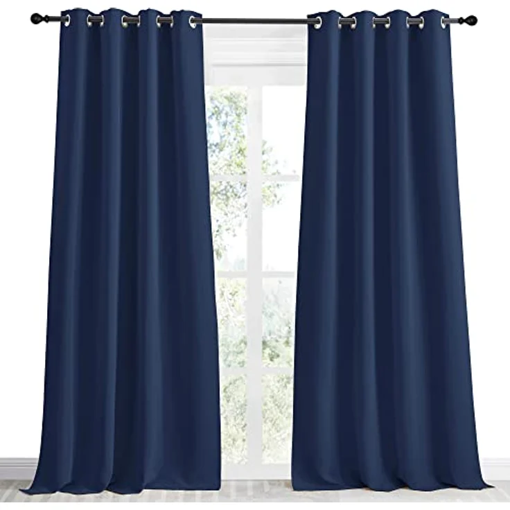NICETOWN Verdunkelungsvorhang, Marineblau, 139,7 cm breit und 243,8 cm lang, lichtblockierend, Raumverdunkelungsvorhang/Vorhang für Kinderzimmer, Ringoberseite – Bild 2