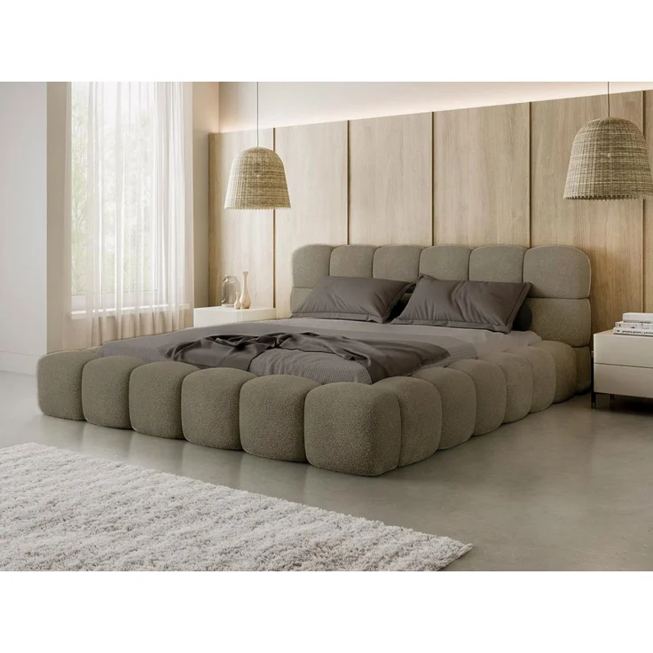 Compleo Polsterbett BUBBLE boucle Designerbett 140/160/180x200 BIZU, Wolkenbett, TOPSELLER Stauraumbett MADE IN EU – Bild 2