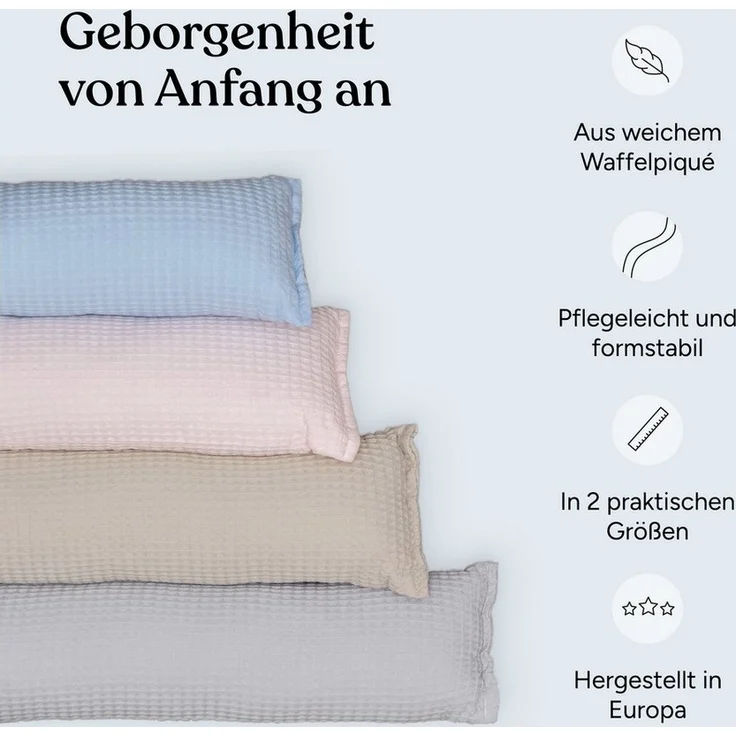 Ehrenkind Nestchenschlange Bettschlange aus 100% Bio-Baumwolle, Schutz und Geborgenheit, (Kuschelschlange, Bettumrandung Babybett), Bettschlange Baby – Bild 2