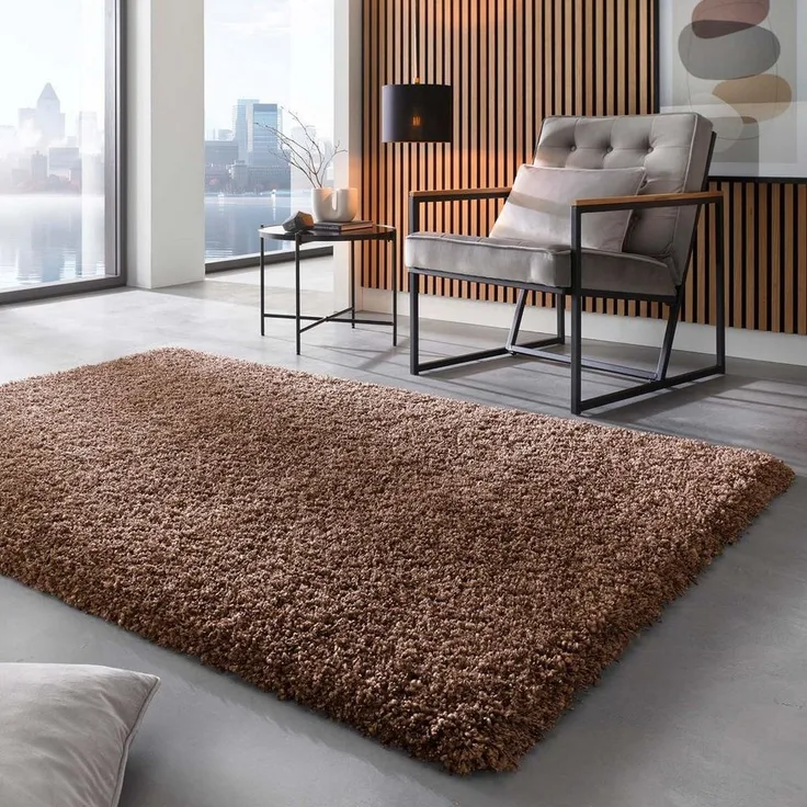 TaraCarpet Langflor-Teppich Ragolle Twilight, rechteckig, Höhe: 60 mm, Shaggy Hochflorteppich rost braun Wohnzimmer Schlafzimmer 065x130