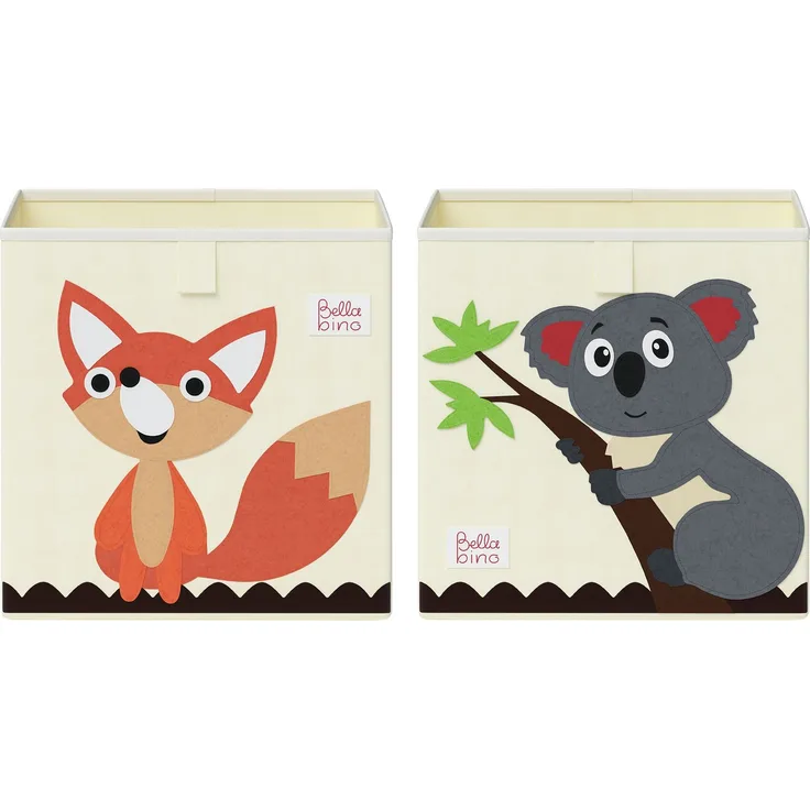 Bellabino 'Helme' Aufbewahrungsboxen, Koala/Fuchs, beige, 2er-Set